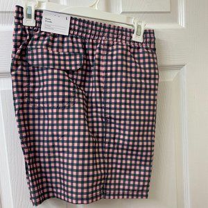Mens 6" Inseam Swim Trunks Pink Checkered LARGE